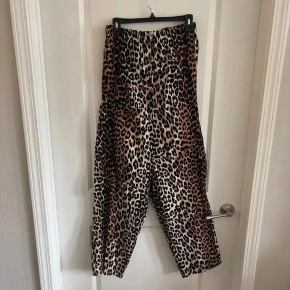 987 Ganni Leopard Print Jumpsuit Size 34 Color Cream Brown - Picture 5 of 6